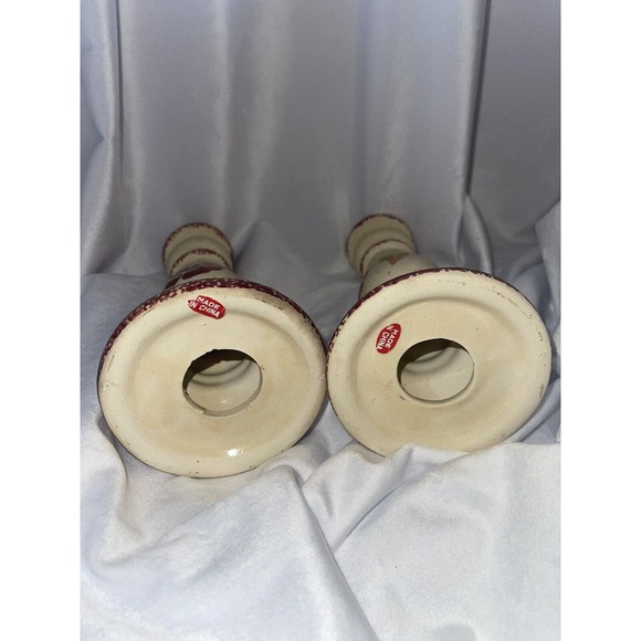 Wang's International Candlesticks Candle Holders Red Rose Leaf Sponge 7.75" tall - Picture 5 of 5